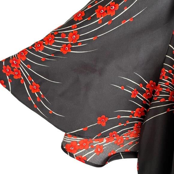 VINTAGE HILO HATTIE'S Black and Red Floral Wide Sleeve Ladies Dress, M - Picture 6 of 7